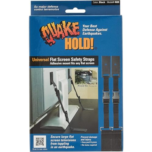 QuakeHold! 4520 Universal Flat Screen TV Safety Straps, Black Nylon