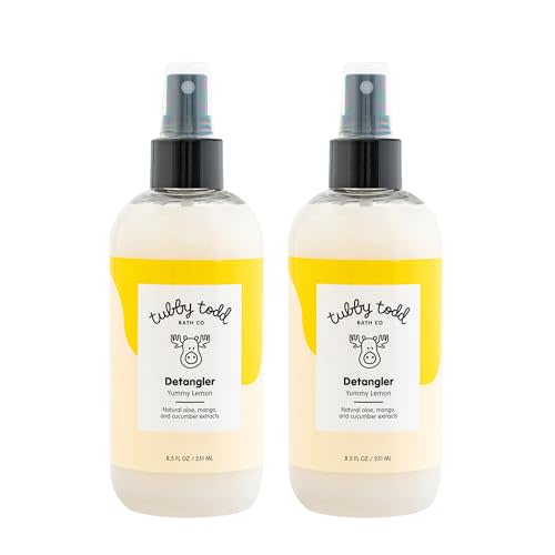 TUBBY TODD Hair Detangler Spray for Kids - Hair Detangling Spray with Baobab & Coconut Oil - Gentle & Moisturizing Kids Hair Detangler Spray - 8.5oz, 2 Pack - Lemon Crème