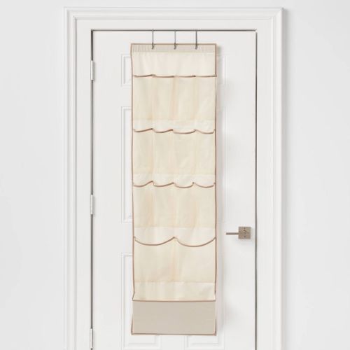 15 Pocket Over-the-Door Hanging Shoe Storage Tan - Brightroom™