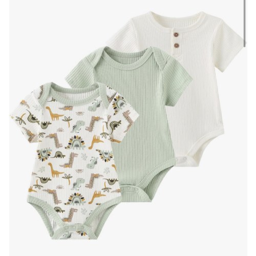 Ruliby Baby Bodysuit 9-12 months Boy Clothes Soft Rib Short Sleeve Romper