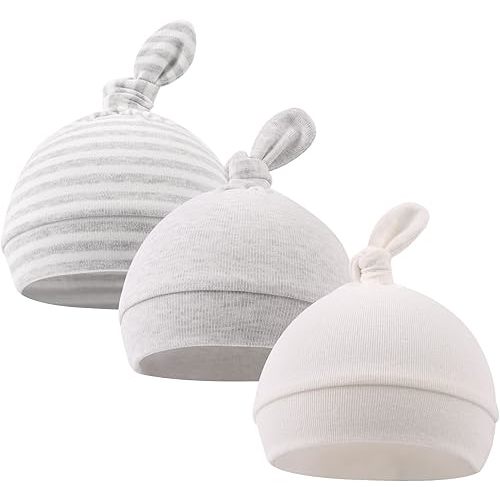 Original Cotton Newborn Hats for Girls Striped Preemie Baby Hats Bear Ears Infant Boys Beanies 0-6 Months