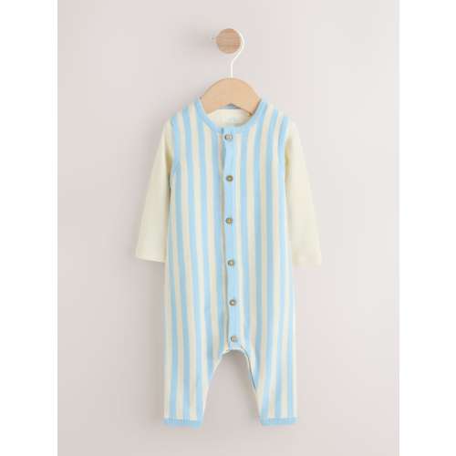 Blue Stripe Baby Knitted Dunagrees and Bodysuit Set (0mths-2yrs)