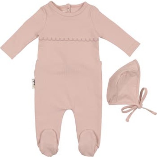 Embroidered Yoke Footie & Hat Set, Newborn