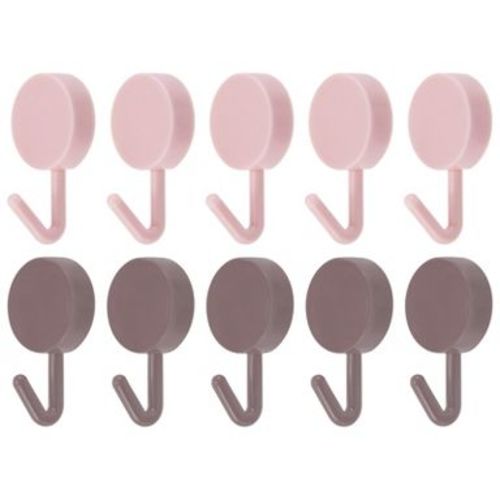 Unique Bargains Stainless Steel Adhesive Waterproof Decorative Hooks and Hangers 10 Pcs Pink, Red