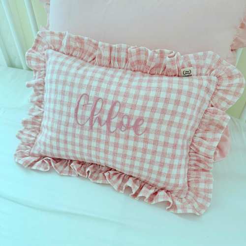 Baby Name Pillow With Ruffles, Personalized Nursery Cushion | Newborn Keepsake & Baby Shower Gift