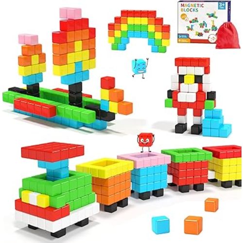 40pcs Magnetic Blocks -Ideal Gifts for 3 4 5 6 Year Old,STEM Learning Toys for 3-5 Year Old Boys & Girls, Safe & Strong Building Blocks with ASMR Sounds,Classroom Must Haves