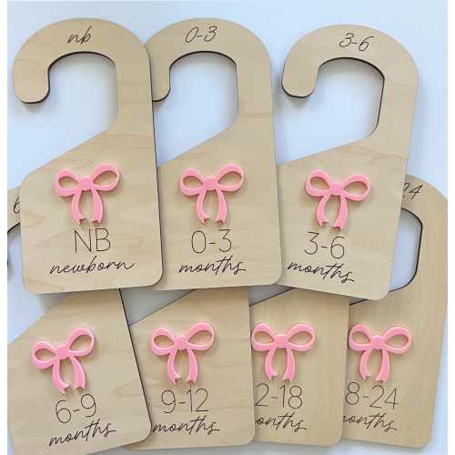 Girl baby closet dividers - SET OF 7, baby girl closet dividers with bow, baby girl closet divider, baby girl closet organizer with bow