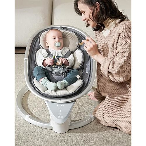 Baby Swings for Infants, Infant Swings with Music, 5 Speeds and Remote Control, Compact Baby Swing for Newborns Boys Girls