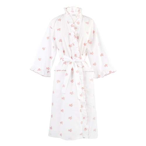 NANCY COTTON RUFFLE EMBROIDERED ROBE