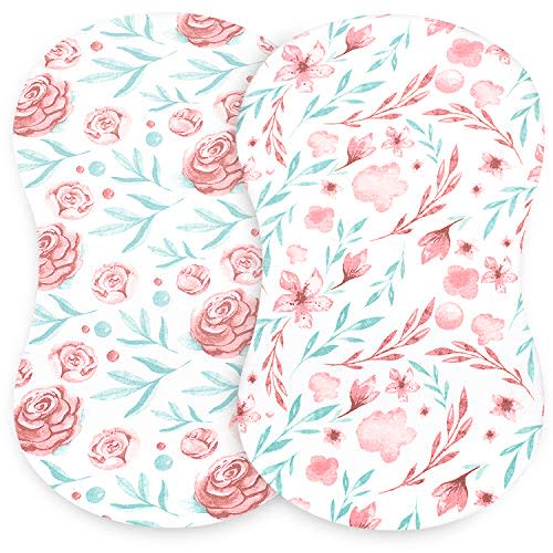 Baby Bassinet Sheet Set – 2 Pack - Keep Baby Happily Sleeping in Cold & Hot Weather w/Ultra-Soft Universal Fitted Jersey Cotton Bassinet Sheets for Oval, Hourglass & Rectangle Bassinet Mattress