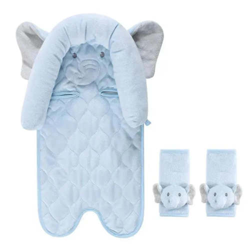 Baby Vision - Hudson Baby Unisex Baby Car Seat Insert and Strap Covers, Blue Elephant