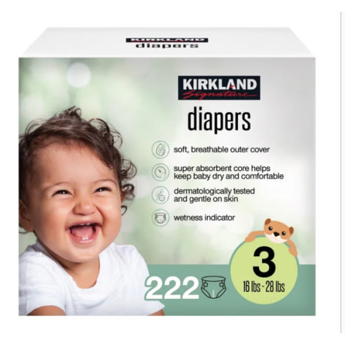 Kirkland Signature Diaper Size 3, 222-count | Costco