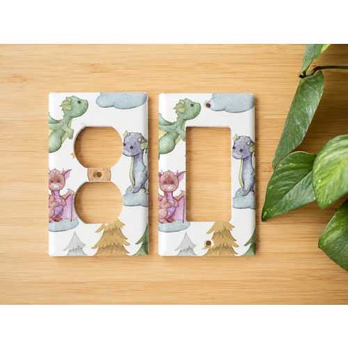 Baby Dragon Light Switch Plate Cover Dragon Home Decor Fantasy Home Decor Dragon Nursery Fantasy Bedroom Whimsical Outlet Cover for Kids