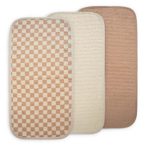 Mushie - Organic Cotton Changing Pad Liner 3-Pack - Check Combo