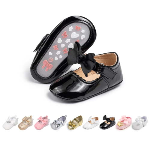 HsdsBebe Baby Girls Mary Jane Dress Shoes Infant Bowknot Princess Crib Flats for Newborn First Walkers 3-18 Months