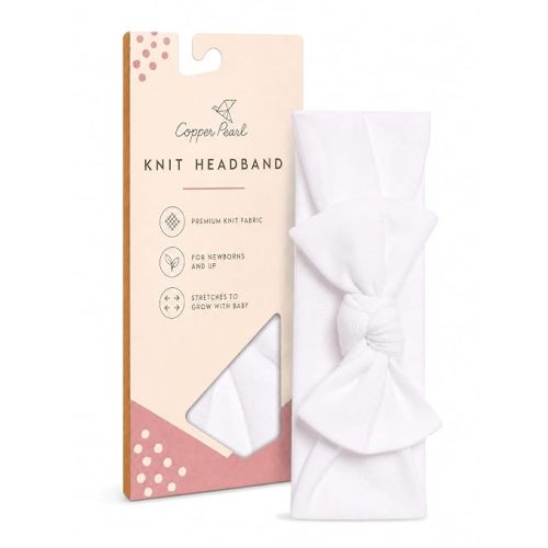 Copper Pearl Baby Bows: Soft and Stretchy Headbands for Baby Girls, Newborn and Toddler Hair Bows and Accessories, Stylish Bow Headband, Dove