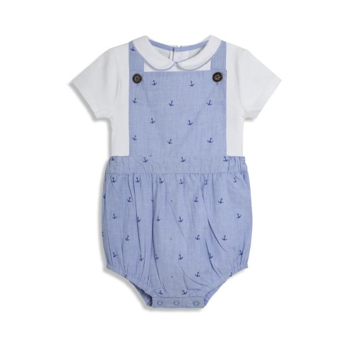 Bodysuit & Anchor Print Overalls, 3-6M