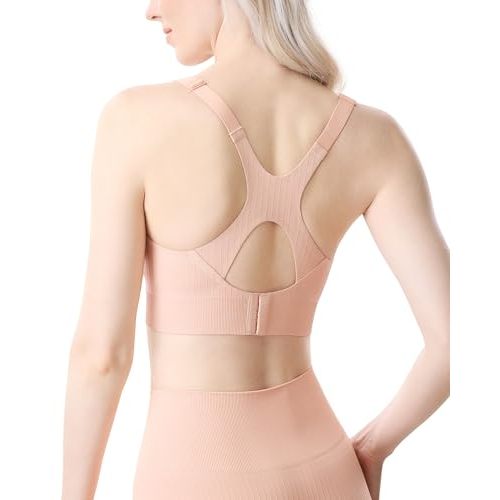 Momcozy Nursing Bras for Breastfeeding, Ribbed Maternity Bra with Racerback, Soft Stretchy Nursing Sports Bra for Yoga