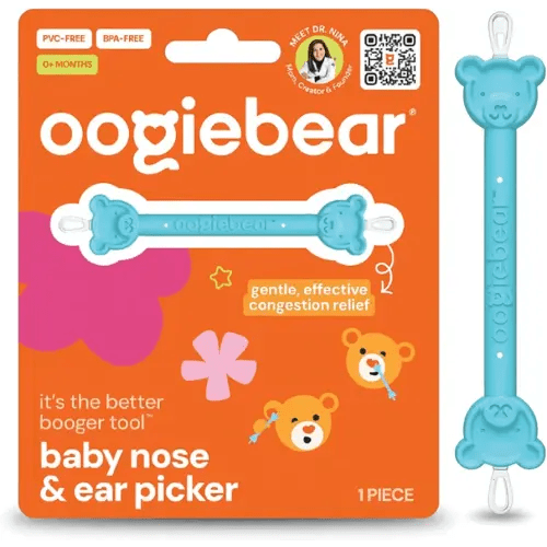 oogiebear Baby Nose Cleaner & Ear Wax Removal Tool - Safe Booger & Earwax Removal for Newborns, Infants, Toddlers - Dual-Ended - Essential Baby Stuff