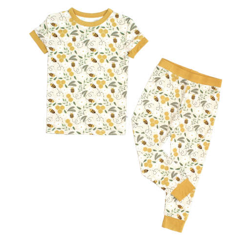 Happy Honey Bees Bamboo Short Sleeve Kids Pajama Pants Set – Emerson and Friends
