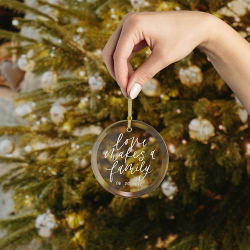 Adoption Love makes a Family Glass Ornament Keepsake