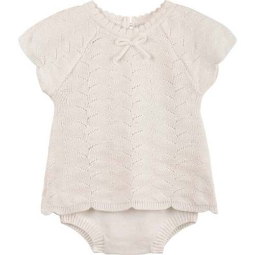 Girls Lacy Knit Set Ivory
