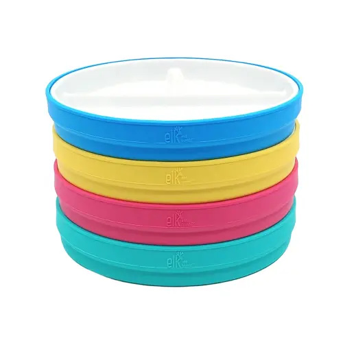 6.7"/16cm Porcelain White Divided Plates with Silicone Sleeves