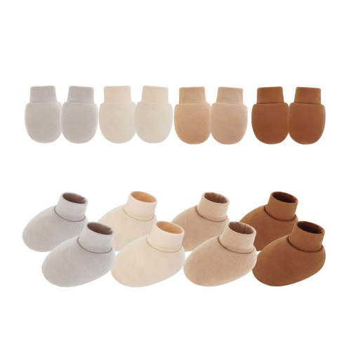 4 Set Anti Scratch Baby Mittens And Socks Cotton Breathable Design Mitts & Foot Covers Pack For Newborns And Infants
