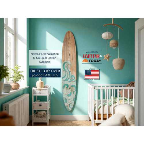Name Surfboard GROWTH CHART-Ocean Nursery Nautical Nursery Decor, personalized growth chart Height Chart,Kids Coastal Family Surfboard Art