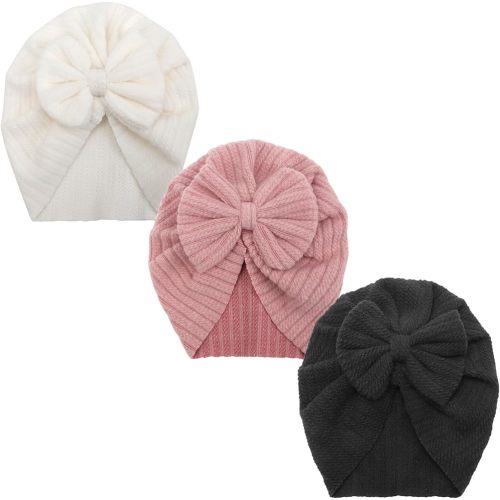 Newborn Baby Girl Hats with Bow Toddler Infant Beanie Cap Newborn Hospital Hats for Baby Girl Kid 0-12 Months