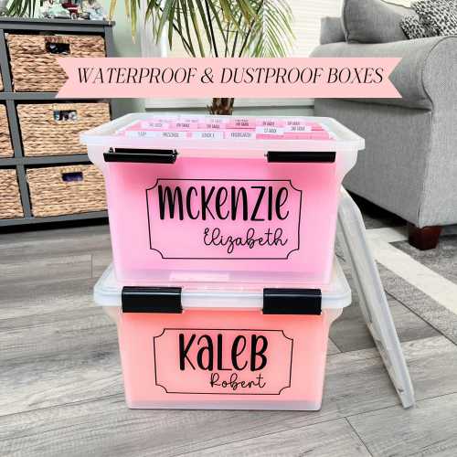 Fully Assembled Kids File Box Milestone Tote Memory Box Keepsake Boxes for Kids Milestone Tote Kit Kids File Box Children's File Box