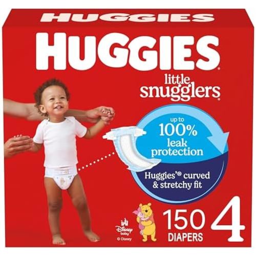 Huggies Size 4 Diapers, Little Snugglers Baby Diapers, Size 4 (22-37 lbs), 150 Count (6 Packs of 25), Packaging May Vary