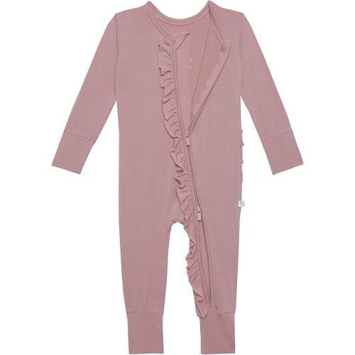 Posh Peanut Footless Baby Girl Pajamas - Viscose from Bamboo Ruffled Baby Sleepers with 2 Way Zipper for Easy Diaper Changes