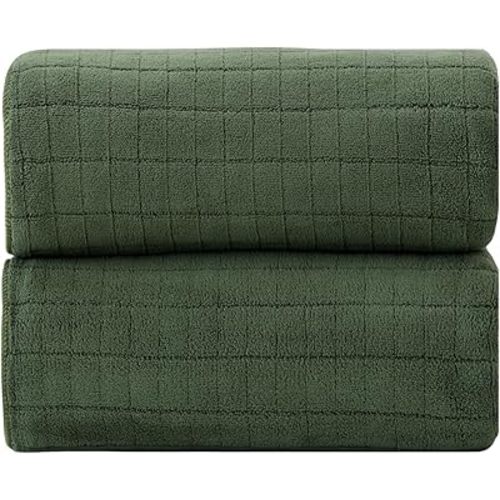 Akzpe 39x79 Inches Bath Sheet Towels for Adults Super Soft Absorbent Quick Dry Microfiber Extra Large Bath Towels for Bathroom(Olive Green,2PCS)