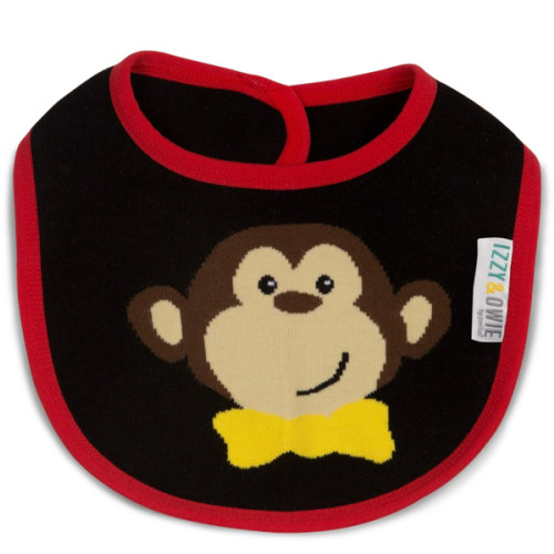 Red and Black Monkey Baby Bib (Boy)