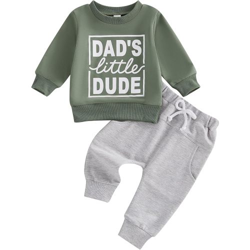 Kupretty Toddler Baby Boy Fall Winter Clothes Letter Graphic Long Sleeve Sweatshirt Pullover Tops + Joggers Pants Outfit Set