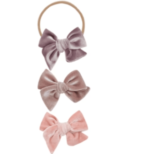 Velvet Bow 3 Pack: Mauve Headbands