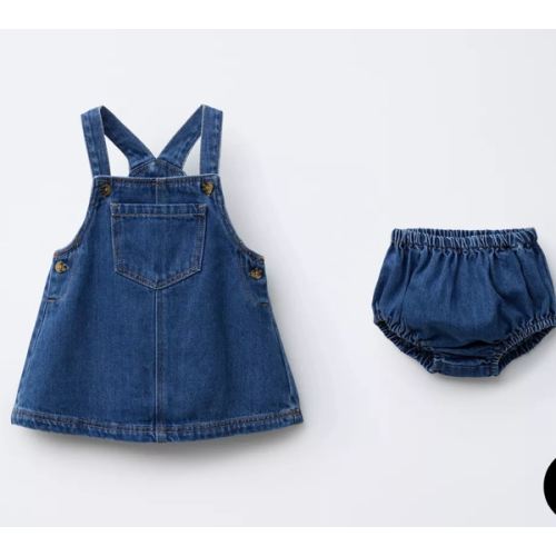 DENIM OVERALL DRESS WITH BLOOMERS - Mid-blue | ZARA United States