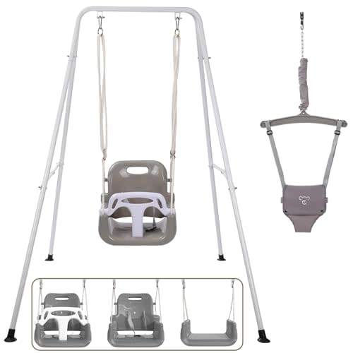 Taleco Gear 2 in 1 Toddler Swing ＆ Jumper, Swing Set for Indoor/Outdoor, Baby Jumpers and Bouncers, Easy to Assemble & Store, Suitable for Children 6 Months and Older（Black）