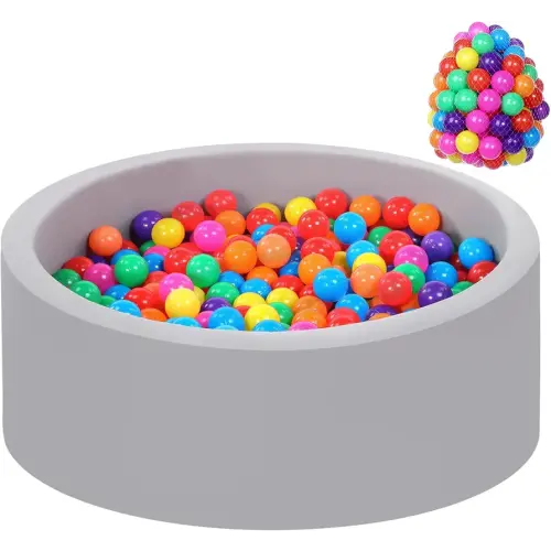 Wilwolfer Foam Ball Pit, Ball Pit for Toddlers, Gray, 100 Rainbow Balls