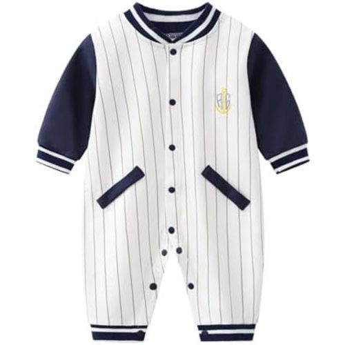 Unisex Baby Cotton Romper Long Sleeve Snap Closure 0-18M