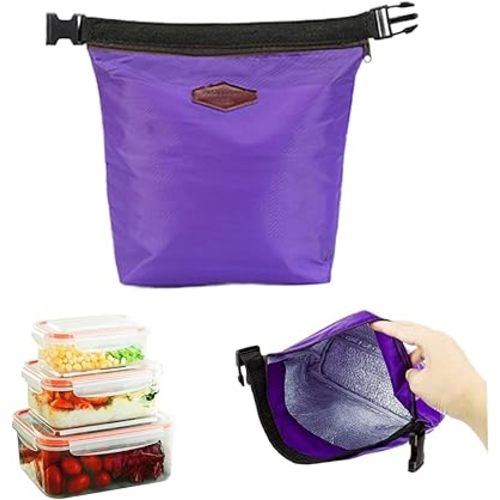 Insulated Lunch Bags Leakproof Small Cooler Bag with Buckle Clasp ＆ Handle Waterproof Thermal Bag Portable Cool Bag Keep Foods Warm/Cool for 2-4 Hours for School Picnic Travel Purple