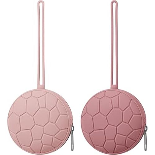2 Pack Silicone Pacifier Holder Case, Soft Silicone Newborn Baby Silicone Pacifier Holder for Boys & Girls, Portable Silicone Pacifier Container Case (Blush/Mauve)
