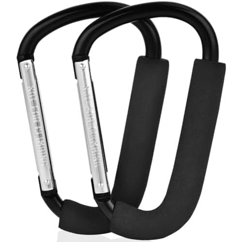 2 Pack Stroller Hooks, 6.3" Large Stroller Clips, Carabiner Clip
