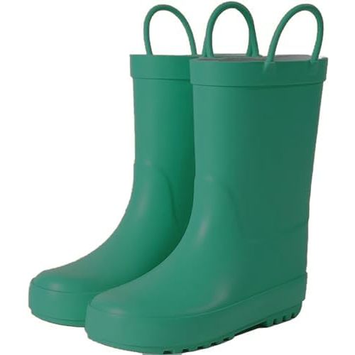 Kids Rain Boots - Toddler Waterproof Rubber Kids Rain Boots for Girls and Boys with Fun Patterns and Easy-On Handles