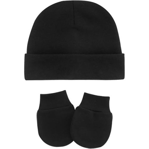 Zando Anti-Scratch Baby Hats and Mittens Set Newborn Beanie Gloves 0-6M