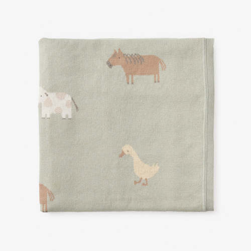 On the Farm Knit Blanket SAGE / 30X40