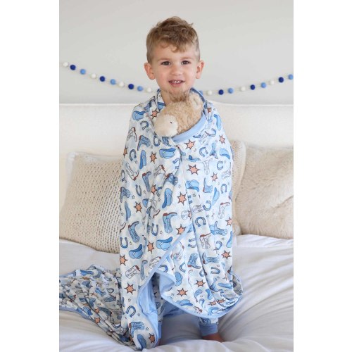 Rodeo Dreams Double Sided Bamboo Blanket | Blue