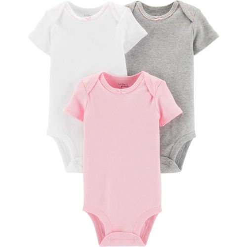 3-Pack Certified Organic Bodysuits - Pink/White/Grey