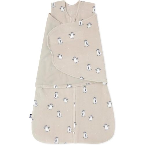 HALO Micro-Fleece Sleepsack Swaddle, 3-Way Adjustable Swaddle Blanket for Newborn and Infants, TOG 3.0 for Cold Climates, Hip Healthy, Penguin Pals, Small, 3-6 Months